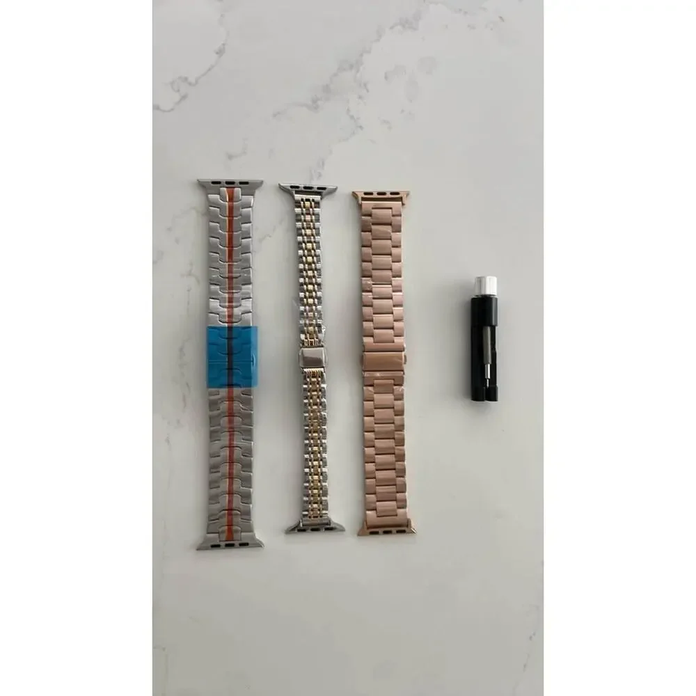 Selection of 3 Stainless Steel Apple Watch Bands -New-